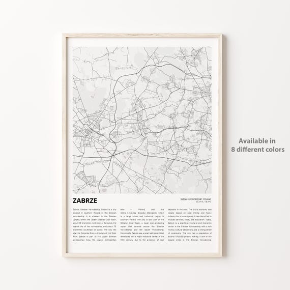 Zabrze Silesian Poland Minimalist City Street Map Travel Poster
