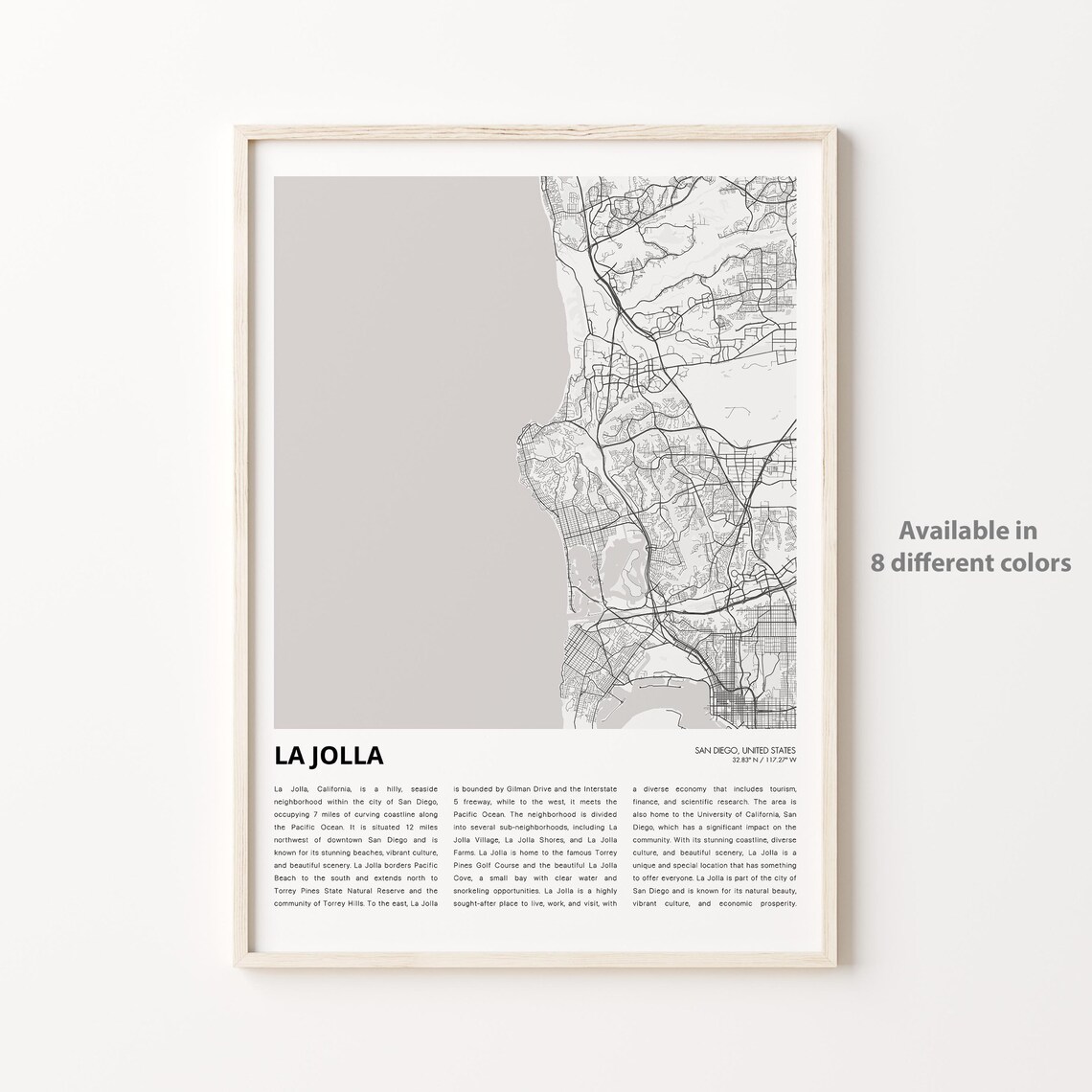 La Jolla San Diego California Minimalist City Map Travel Poster