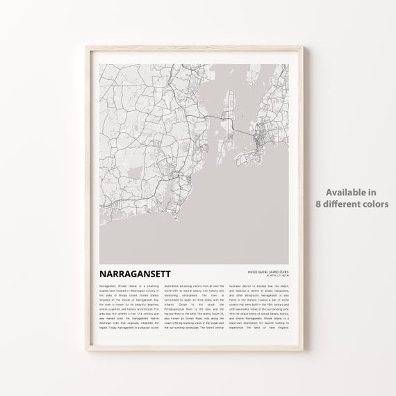 Narragansett Rhode Island Minimalist Street Map Travel Art Poster