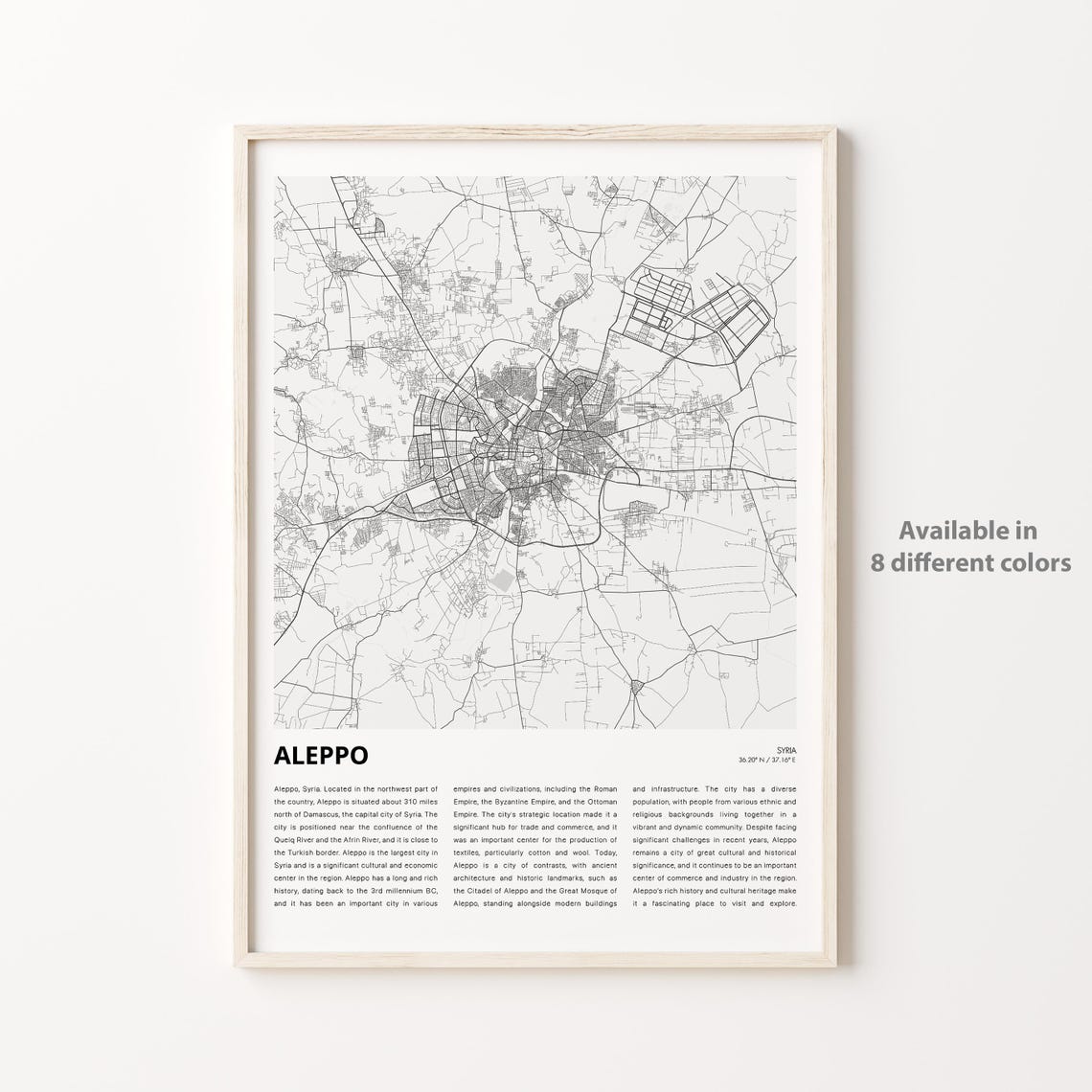 Aleppo Map Print Travel Wall Decor Art Housewarming Gift Poster Minimal