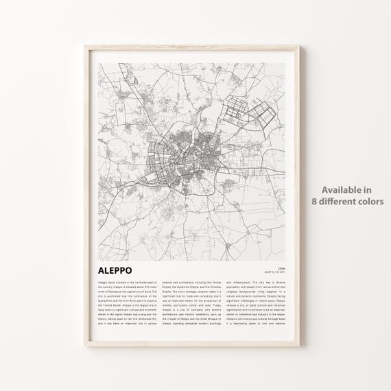 Aleppo Map Print Travel Wall Decor Art Housewarming Gift Poster Minimal