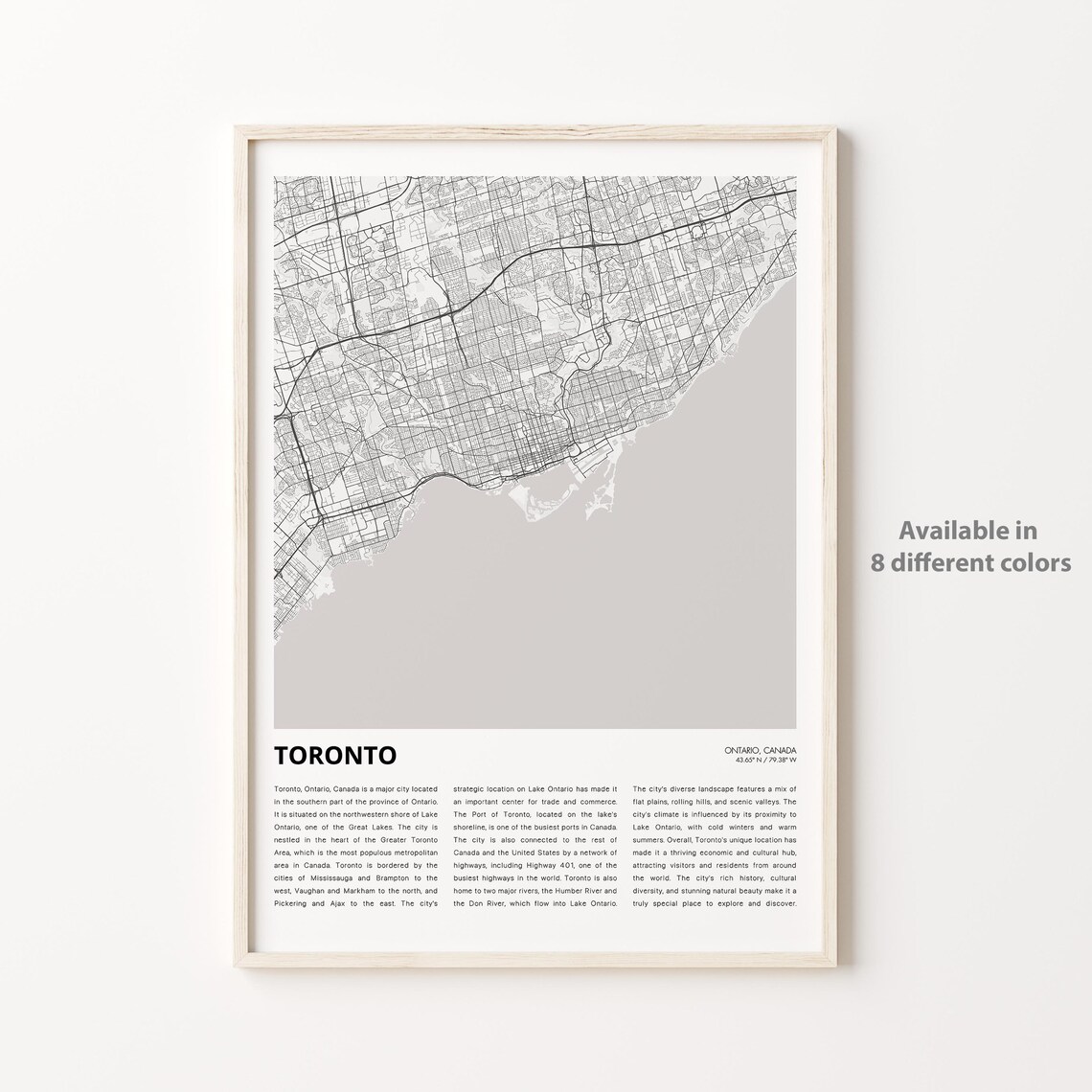 Toronto Ontario City Street Map Minimalist Canada Travel Poster