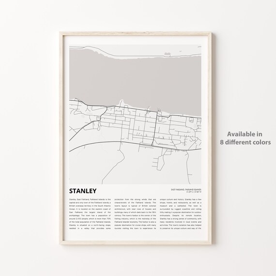 Stanley Falkland Islands Minimalist City Street Map Decor Poster