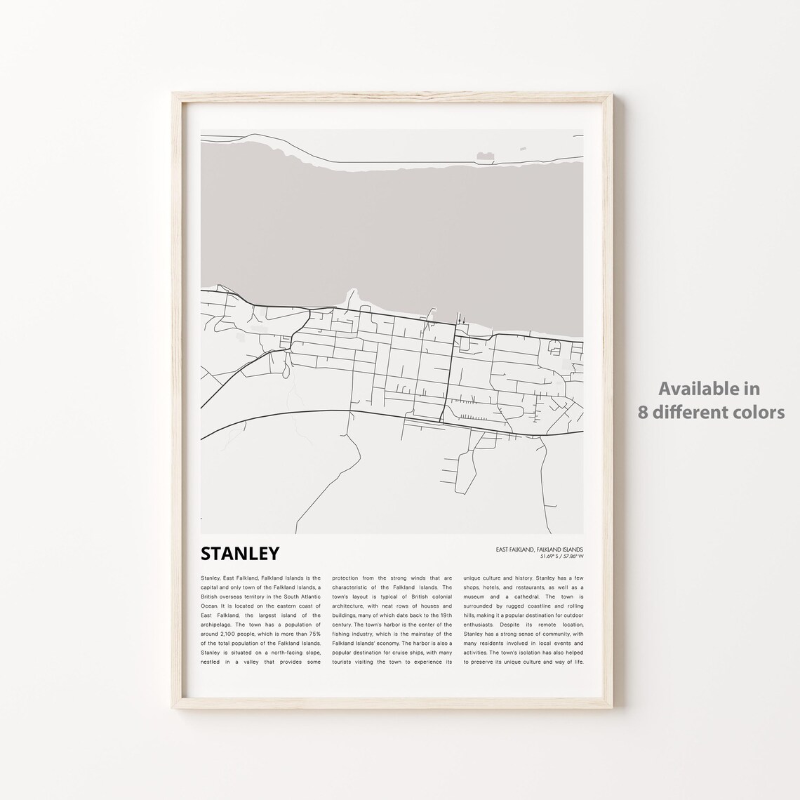 Stanley Falkland Islands Minimalist City Street Map Decor Poster