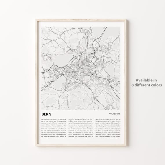 Bern Map Print Travel Wall Decor Art Housewarming Gift