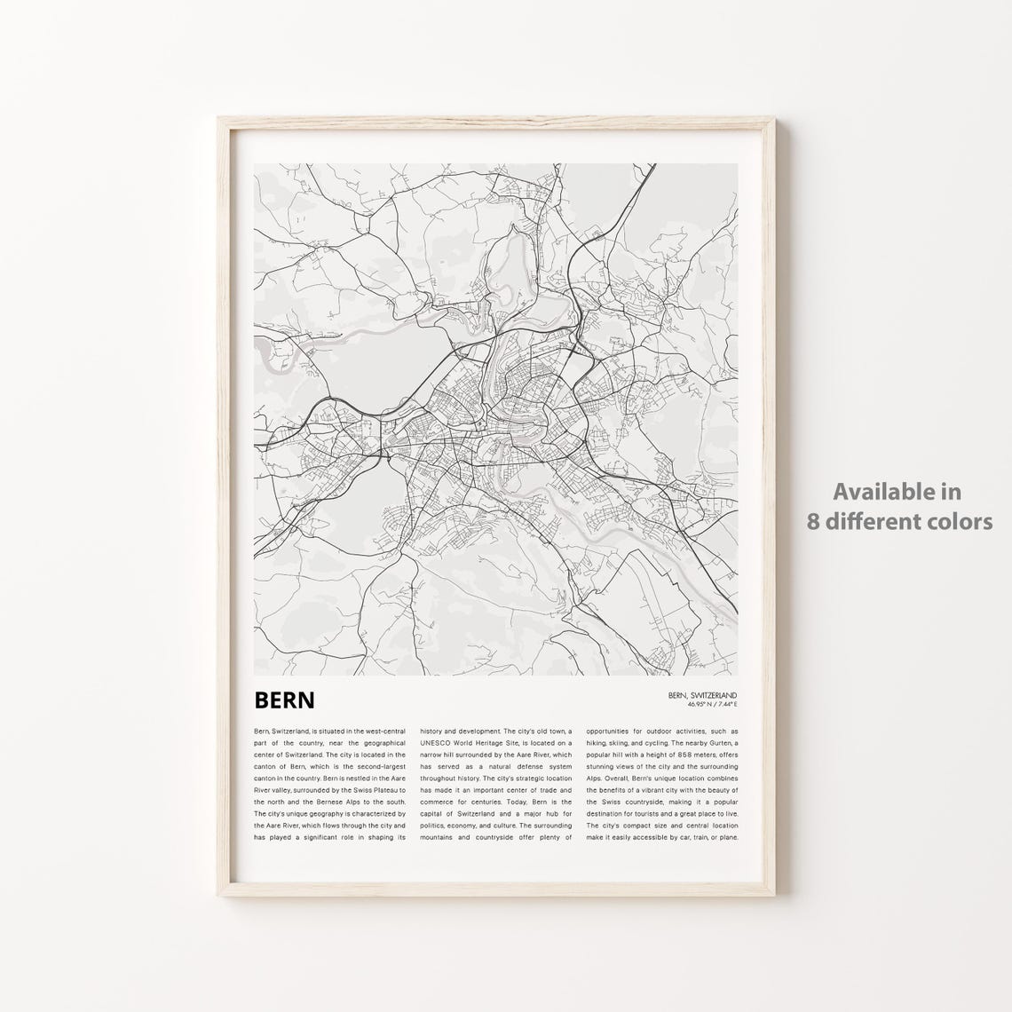Bern Map Print Travel Wall Decor Art Housewarming Gift