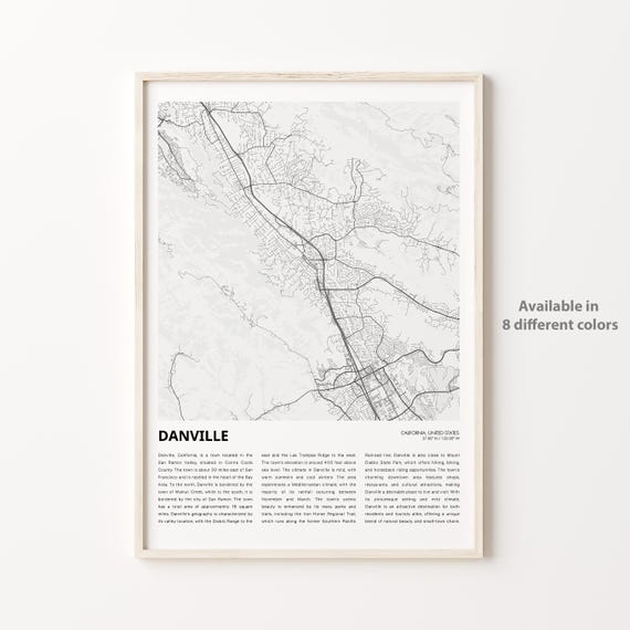 Danville Map Print Travel Wall Decor Art Housewarming Gift
