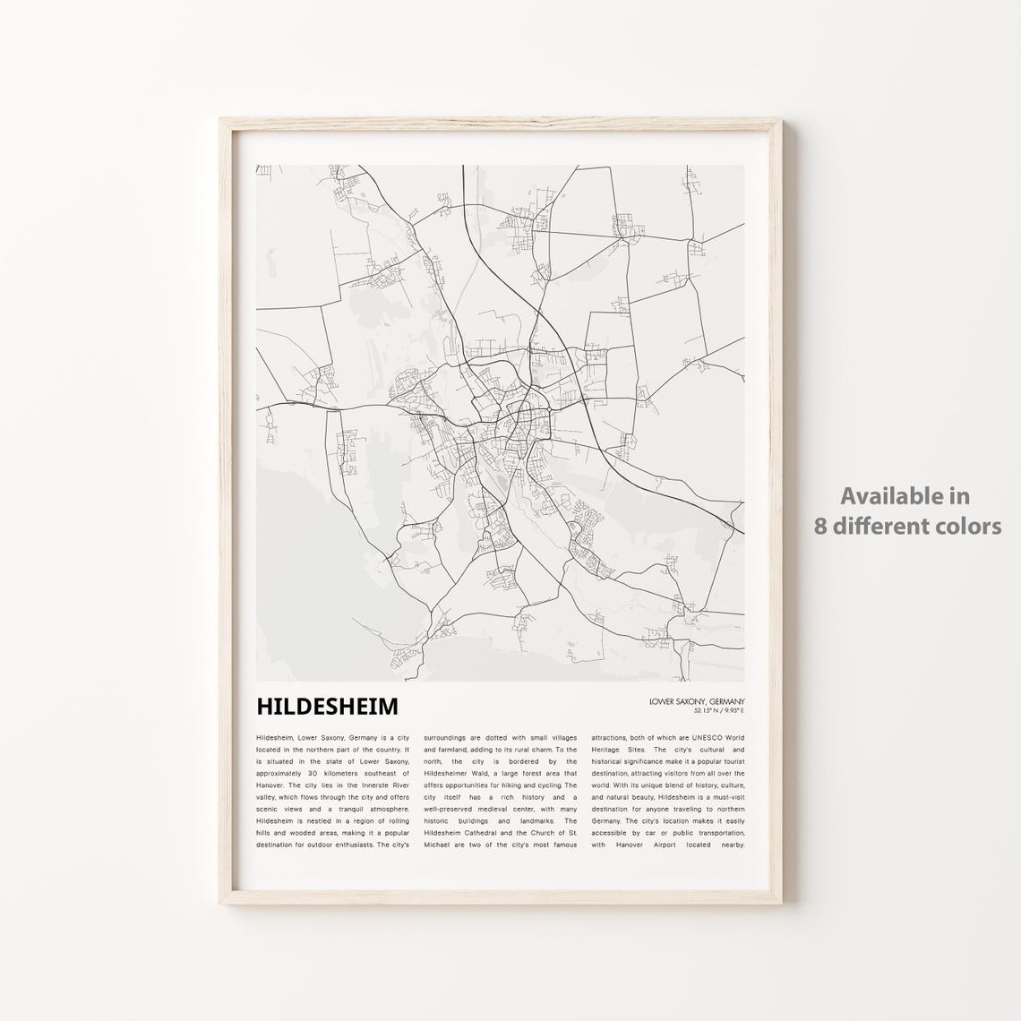 Hildesheim Map Print Travel Wall Decor Art Lower Saxony Housewarming Gift