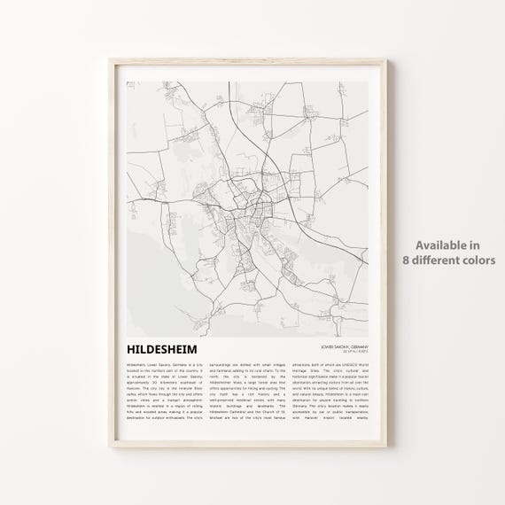 Hildesheim Map Print Travel Wall Decor Art Lower Saxony Housewarming Gift