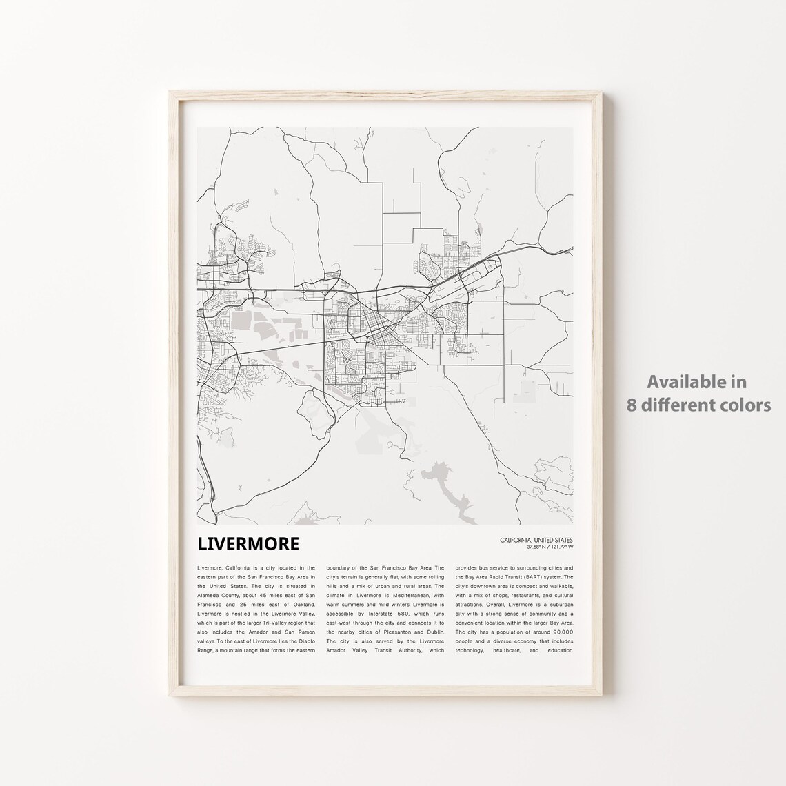 Livermore California Minimalist City Map Travel Decor Poster