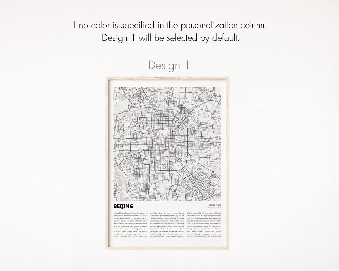 Beijing China Travel Minimalist City Map Line Art Wall Print