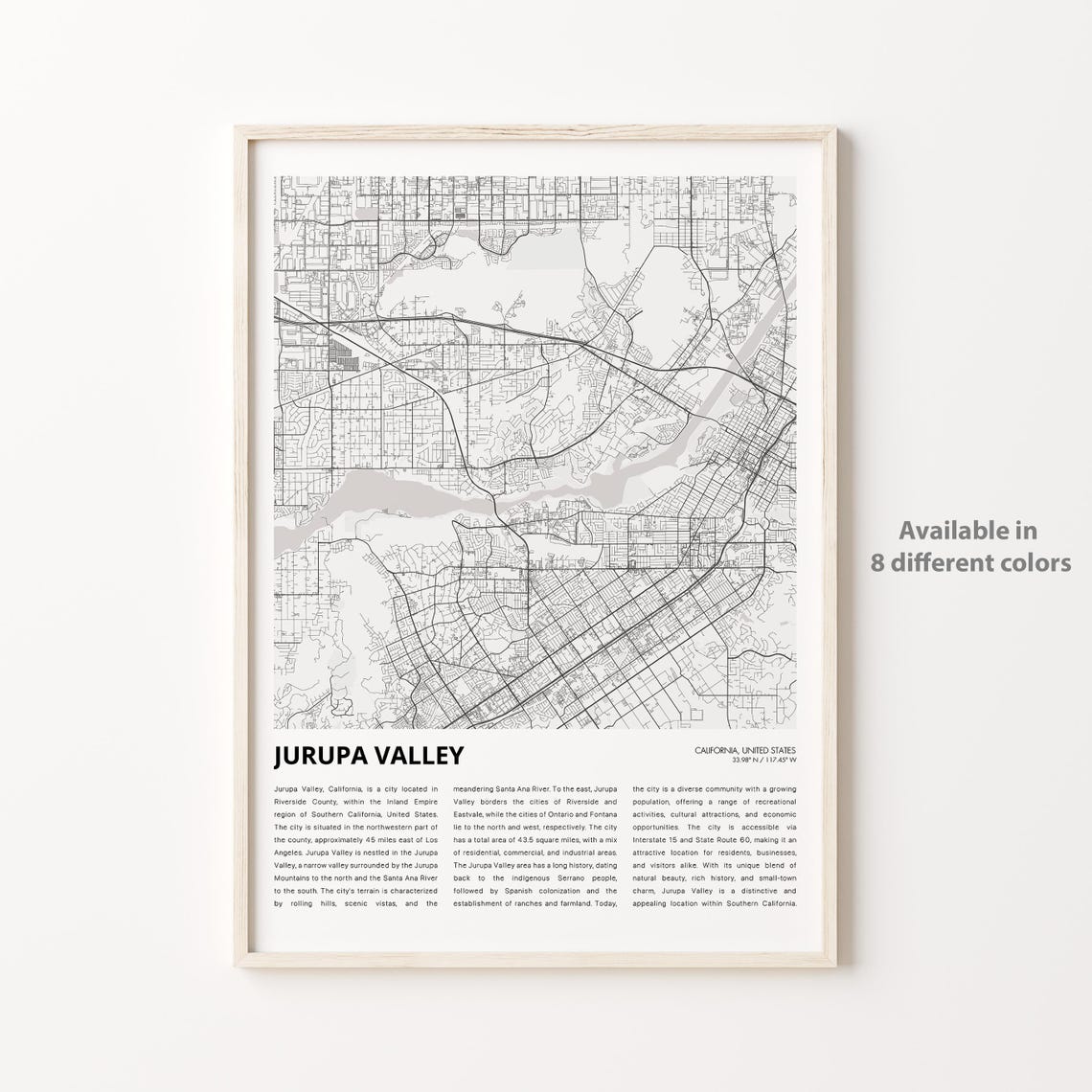 Jurupa Valley Map Print Travel Wall Decor Art Housewarming Gift