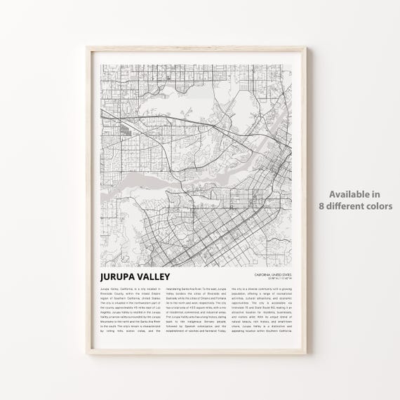 Jurupa Valley Map Print Travel Wall Decor Art Housewarming Gift