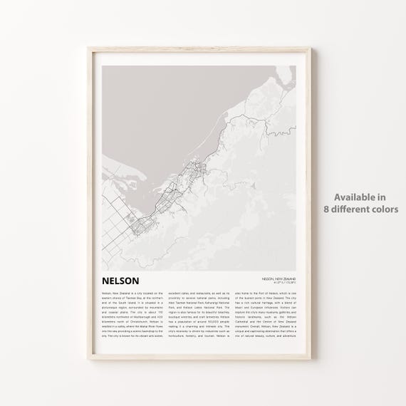 Nelson Map Print Travel Wall Decor Art Housewarming Gift