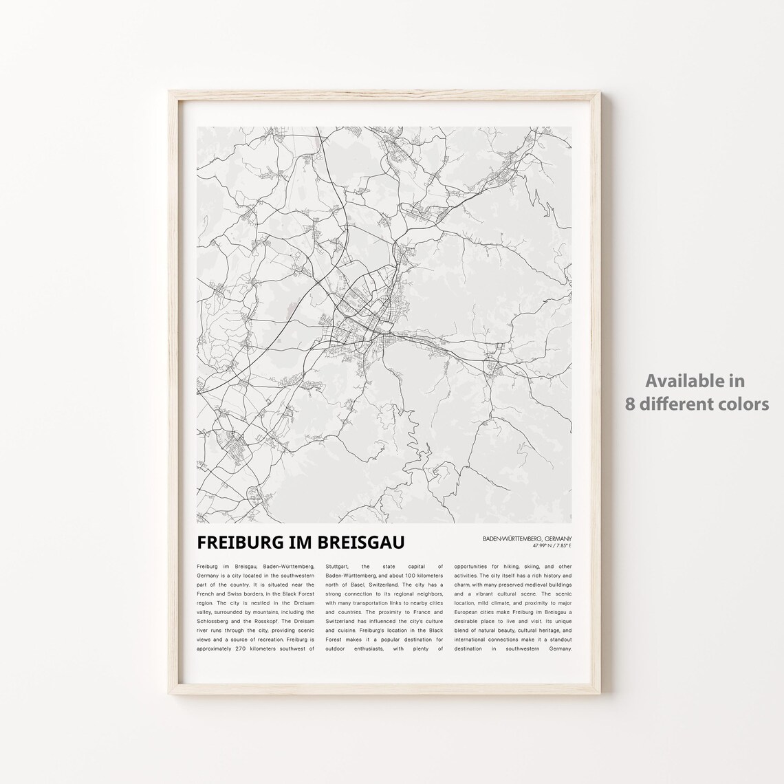 Freiburg Im Breisgau Germany Minimalist City Street Map Travel Poster