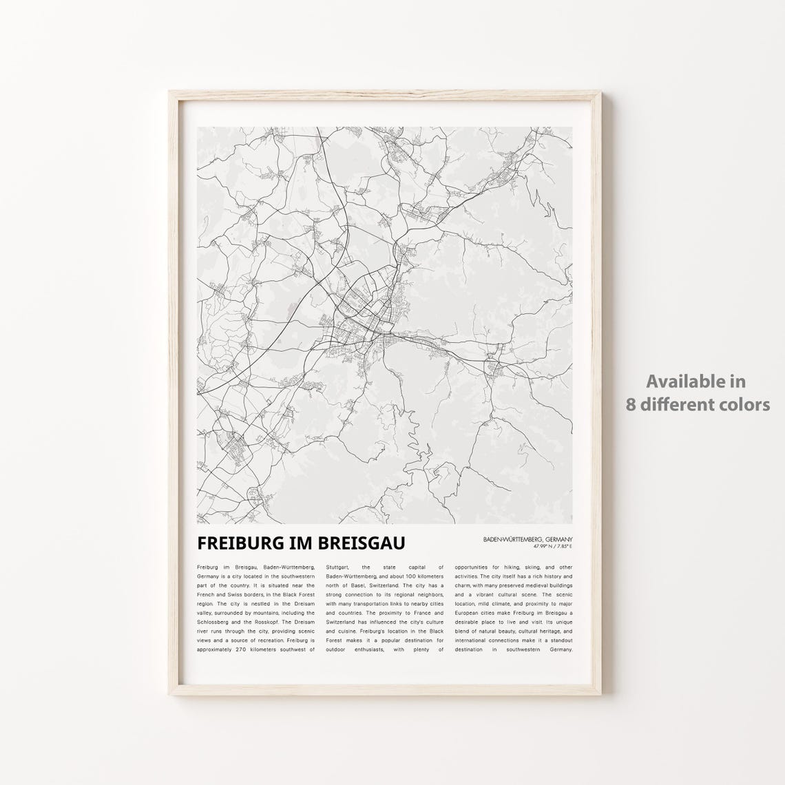 Freiburg Im Breisgau Map Print Travel Wall Decor Art Badenwrttemberg