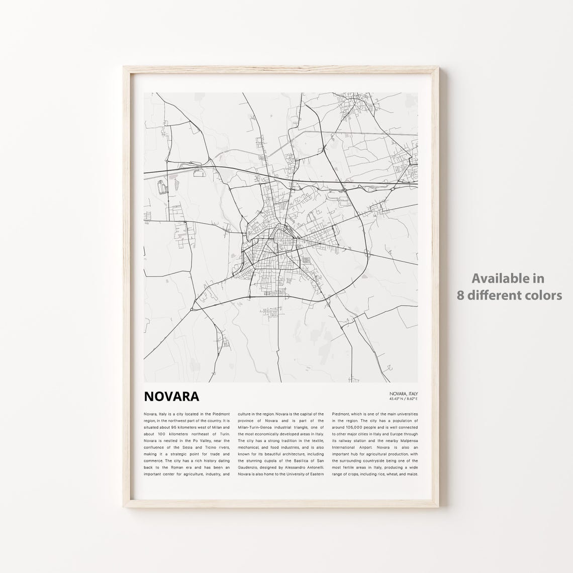 Novara Map Print Travel Wall Decor Art Housewarming Gift