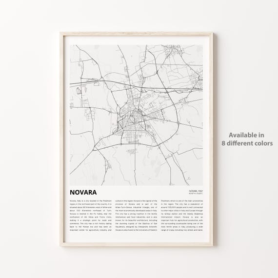 Novara Map Print Travel Wall Decor Art Housewarming Gift