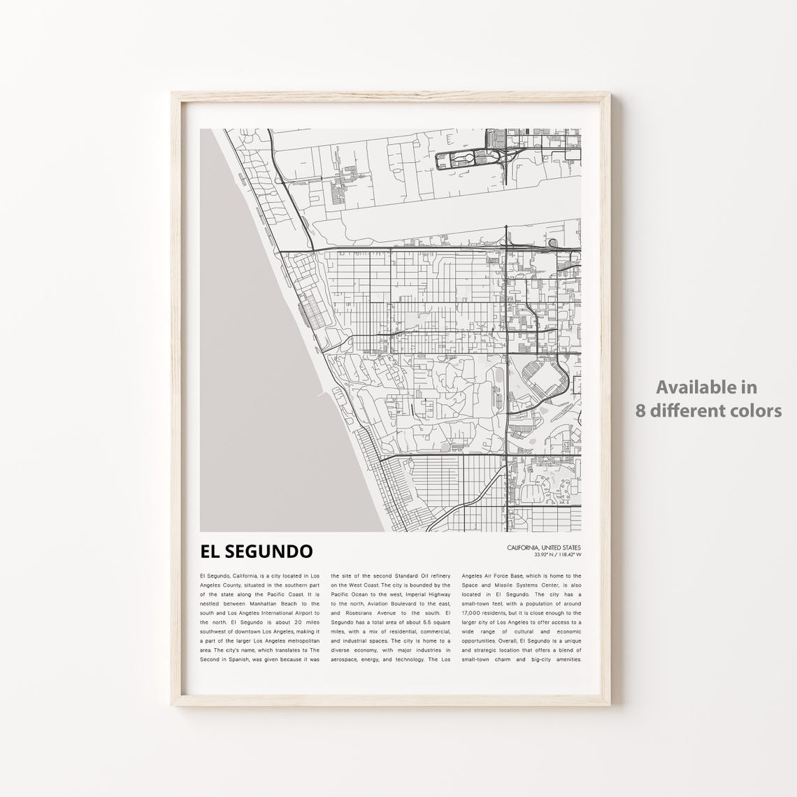 El Segundo Map Print Travel Wall Decor Art Housewarming Gift