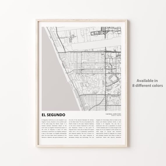 El Segundo Map Print Travel Wall Decor Art Housewarming Gift