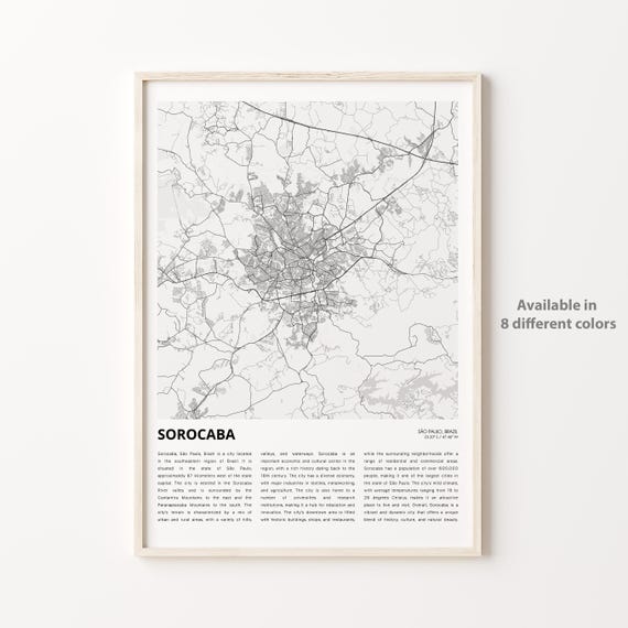 Sorocaba Sao Paulo Brazil Minimalist City Street Map Gift Poster