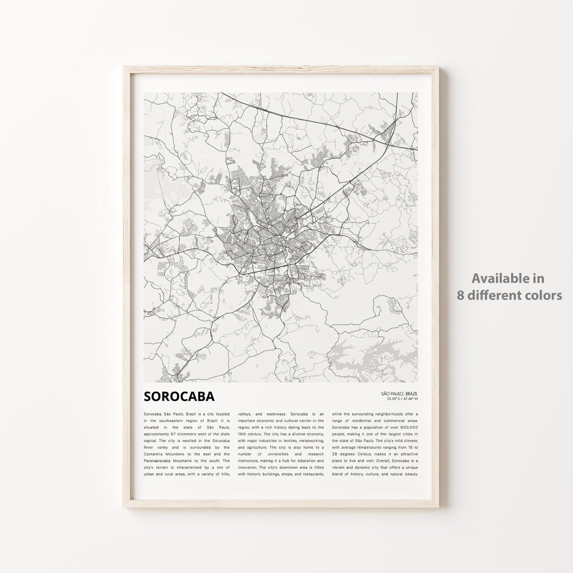 Sorocaba Sao Paulo Brazil Minimalist City Street Map Gift Poster