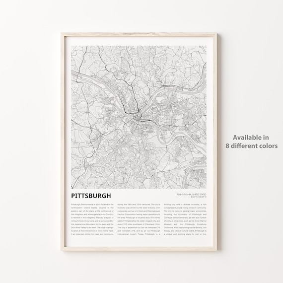 Pittsburgh Pennsylvania Minimalist City Street Map Art Poster