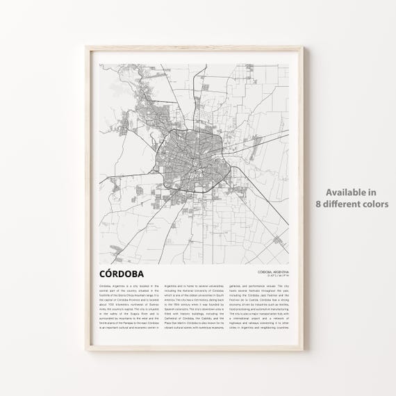 Crdoba Map Print Travel Wall Decor Art Housewarming Gift