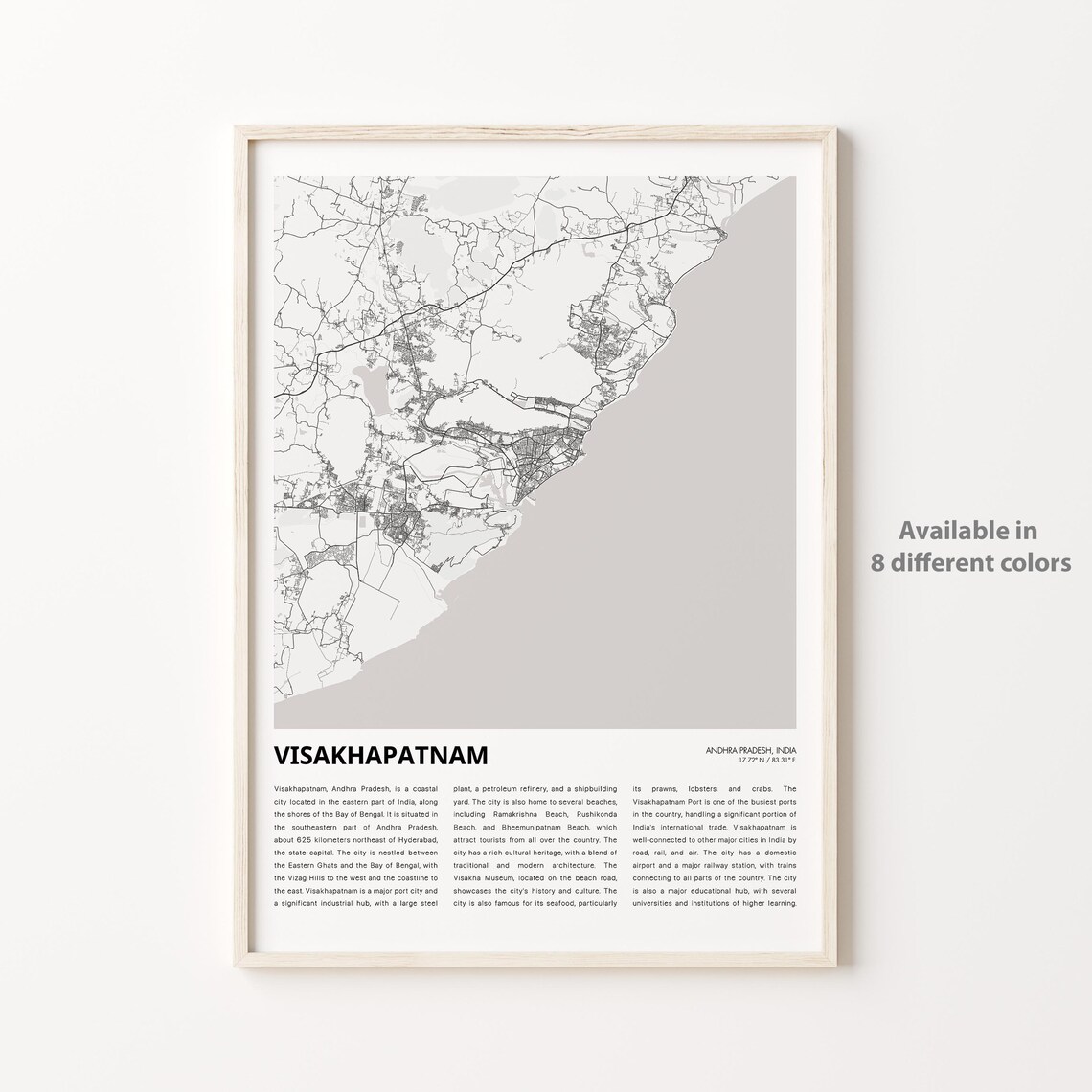 Visakhapatnam India Minimalist Coastal Street Map Travel Poster