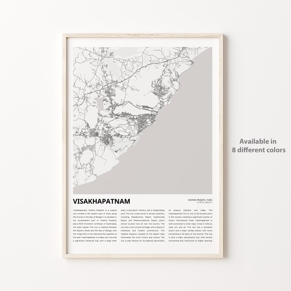 Visakhapatnam India Minimalist Coastal Street Map Travel Poster