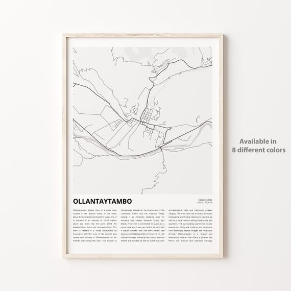 Ollantaytambo Peru City Street Map Minimalist Sacred Valley Poster
