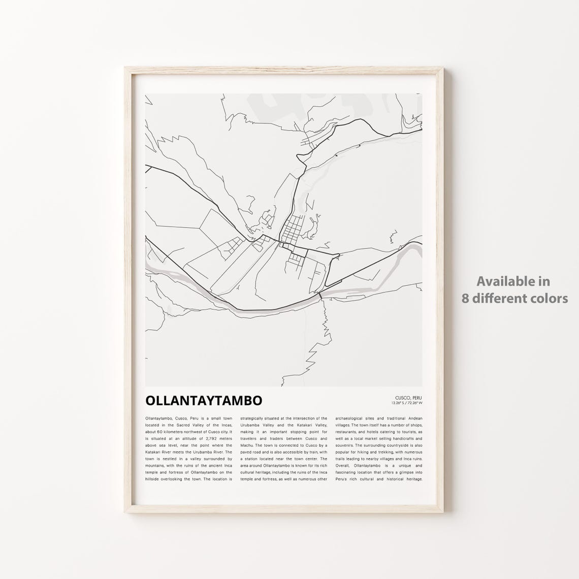Ollantaytambo Peru City Street Map Minimalist Sacred Valley Poster