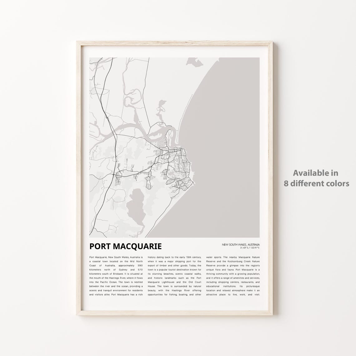 Port Macquarie Australia Minimal City Map Travel Guide Poster