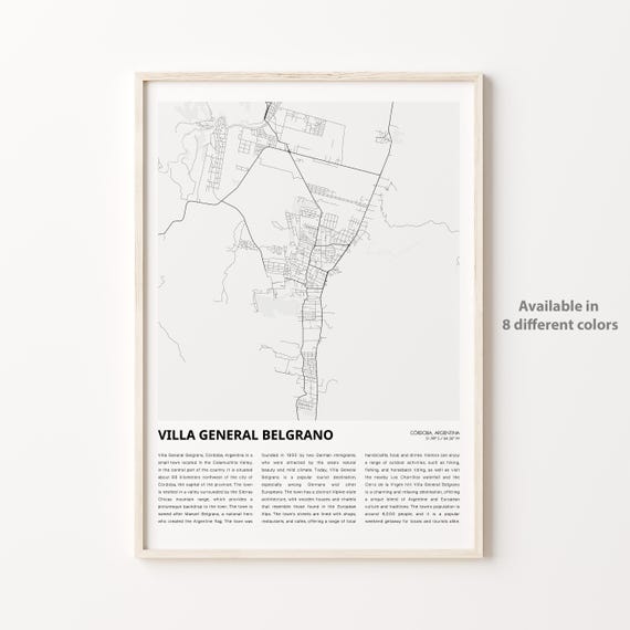Villa General Belgrano Cordoba Argentina City Map Monochrome Travel Poster