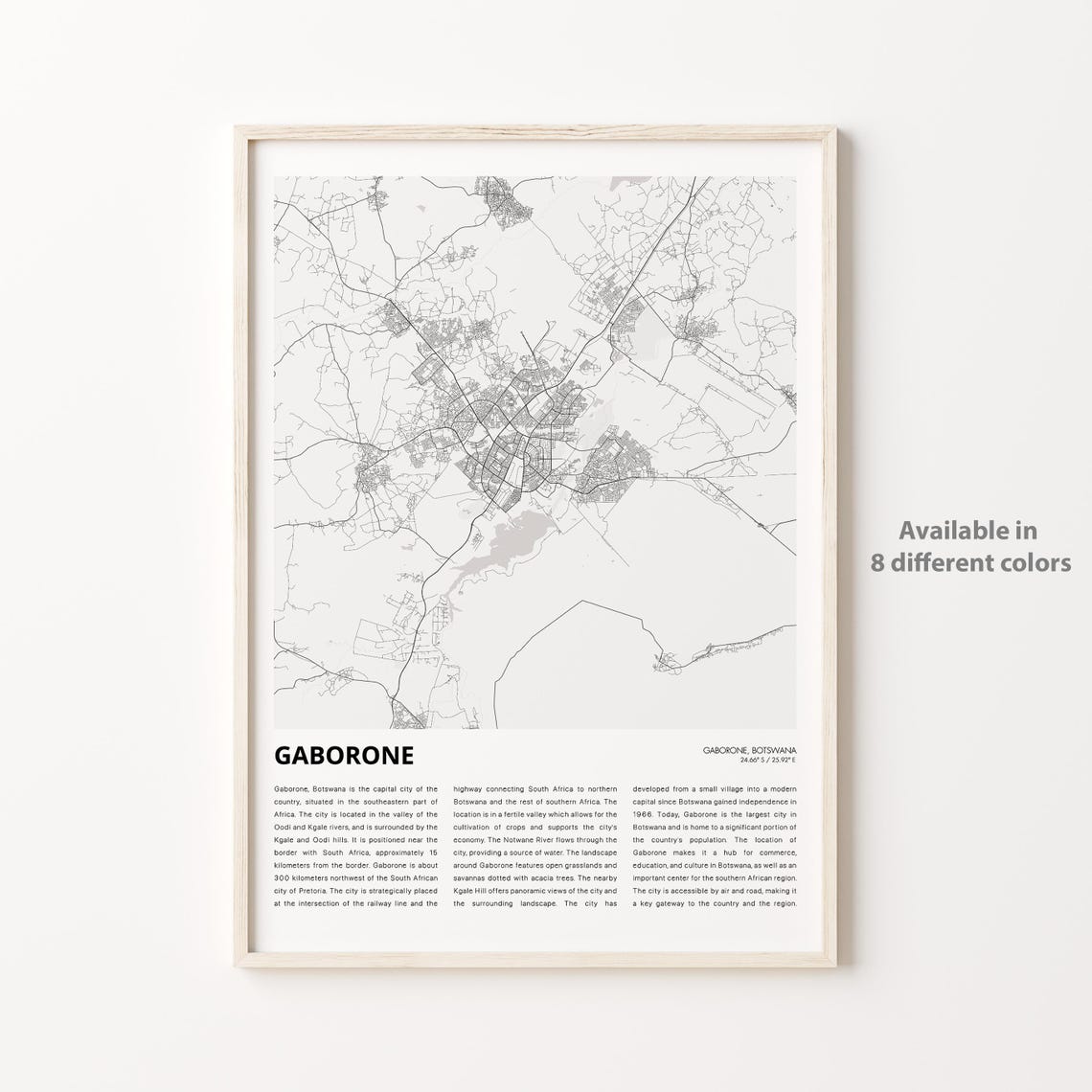 Gaborone Map Print Travel Wall Decor Art Housewarming Gift