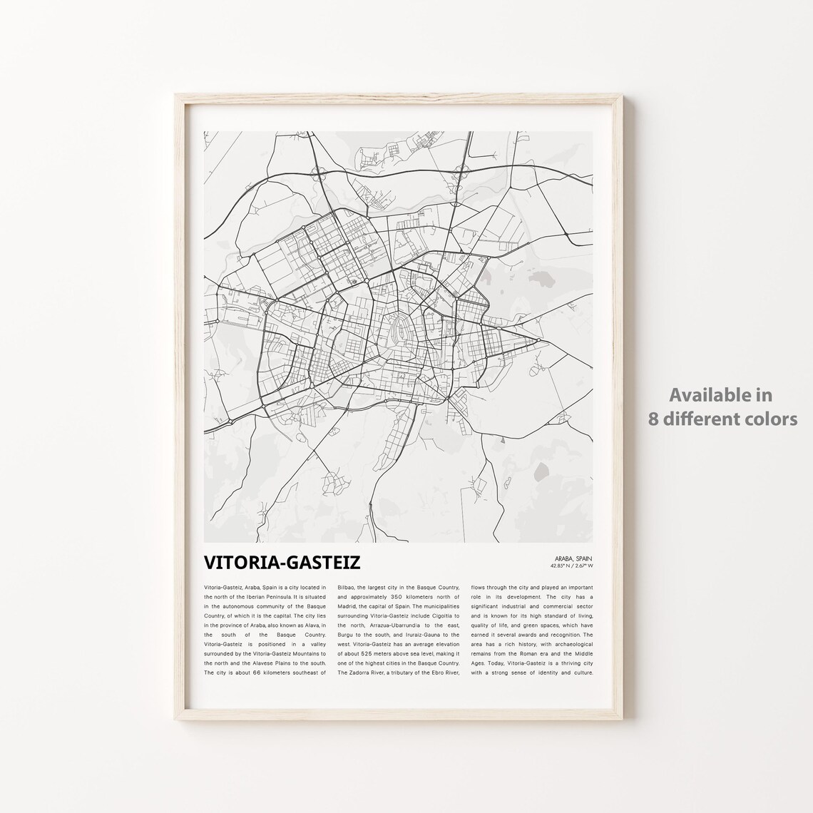 Vitoria Gasteiz Spain City Map Minimalist Basque Travel Poster