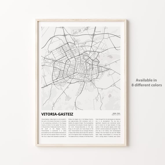 Vitoriagasteiz Map Print Travel Wall Decor Art Araba Housewarming Gift