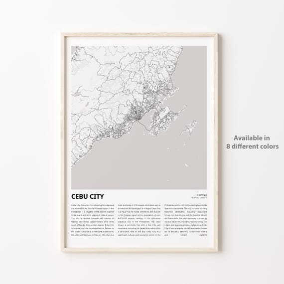 Cebu City Map Print Travel Wall Decor Art Housewarming Gift