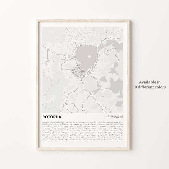 Rotorua New Zealand City Street Map Minimalist Travel Art Poster