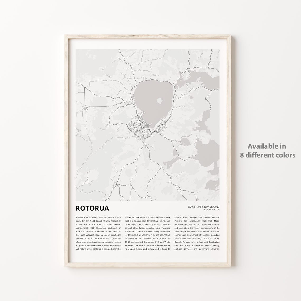 Rotorua New Zealand City Street Map Minimalist Travel Art Poster