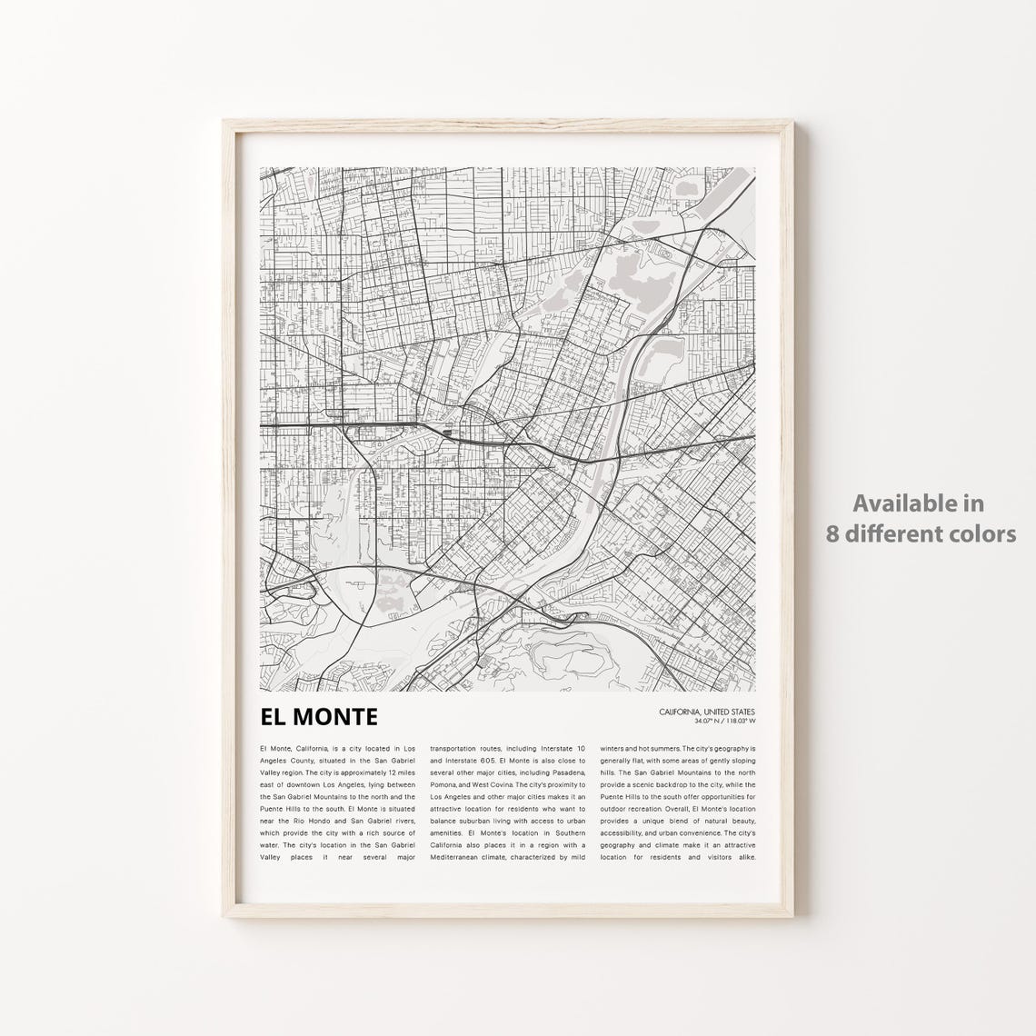 El Monte Map Print Travel Wall Decor Art Housewarming Gift