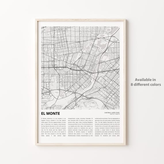 El Monte Map Print Travel Wall Decor Art Housewarming Gift