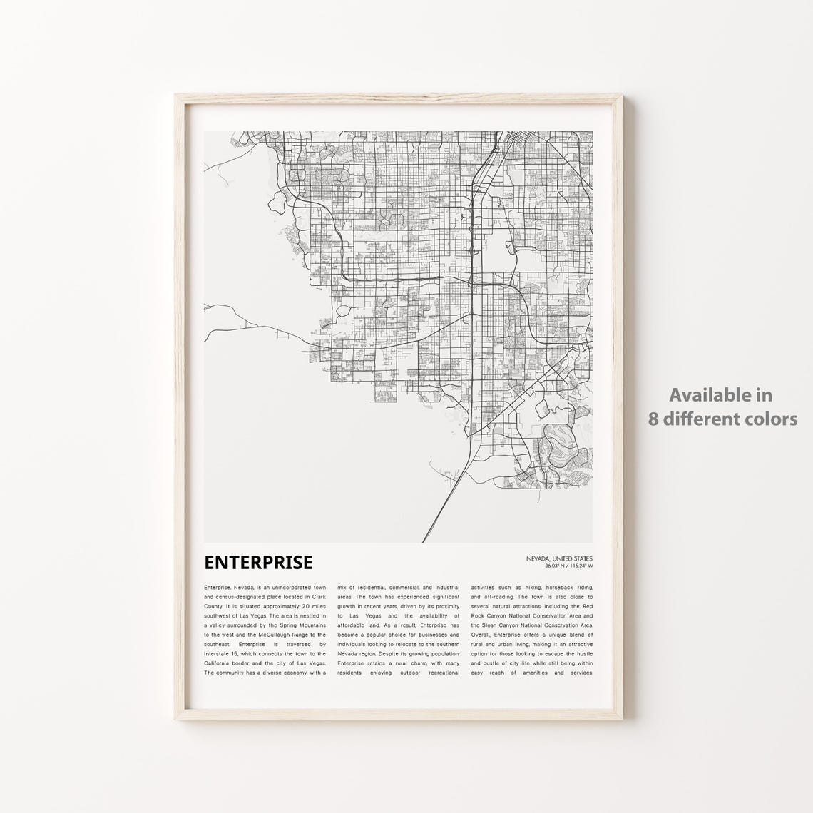 Enterprise Nevada Modern Minimalist City Street Map Travel Poster