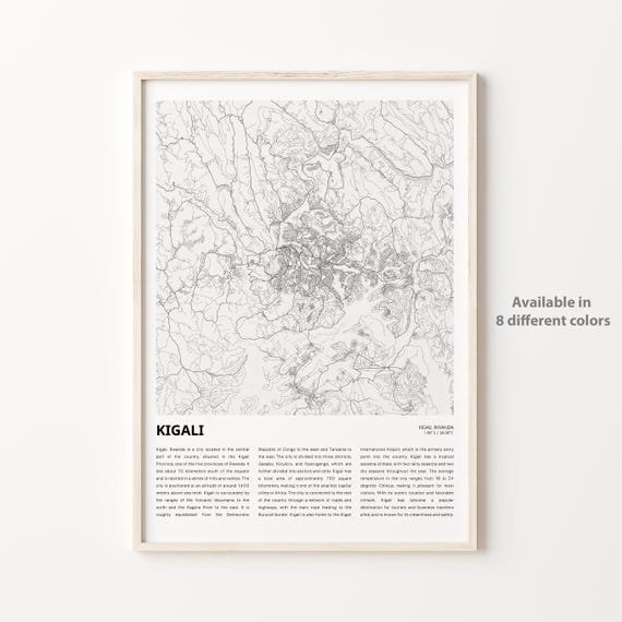 Kigali Map Print Travel Wall Decor Art Housewarming Gift