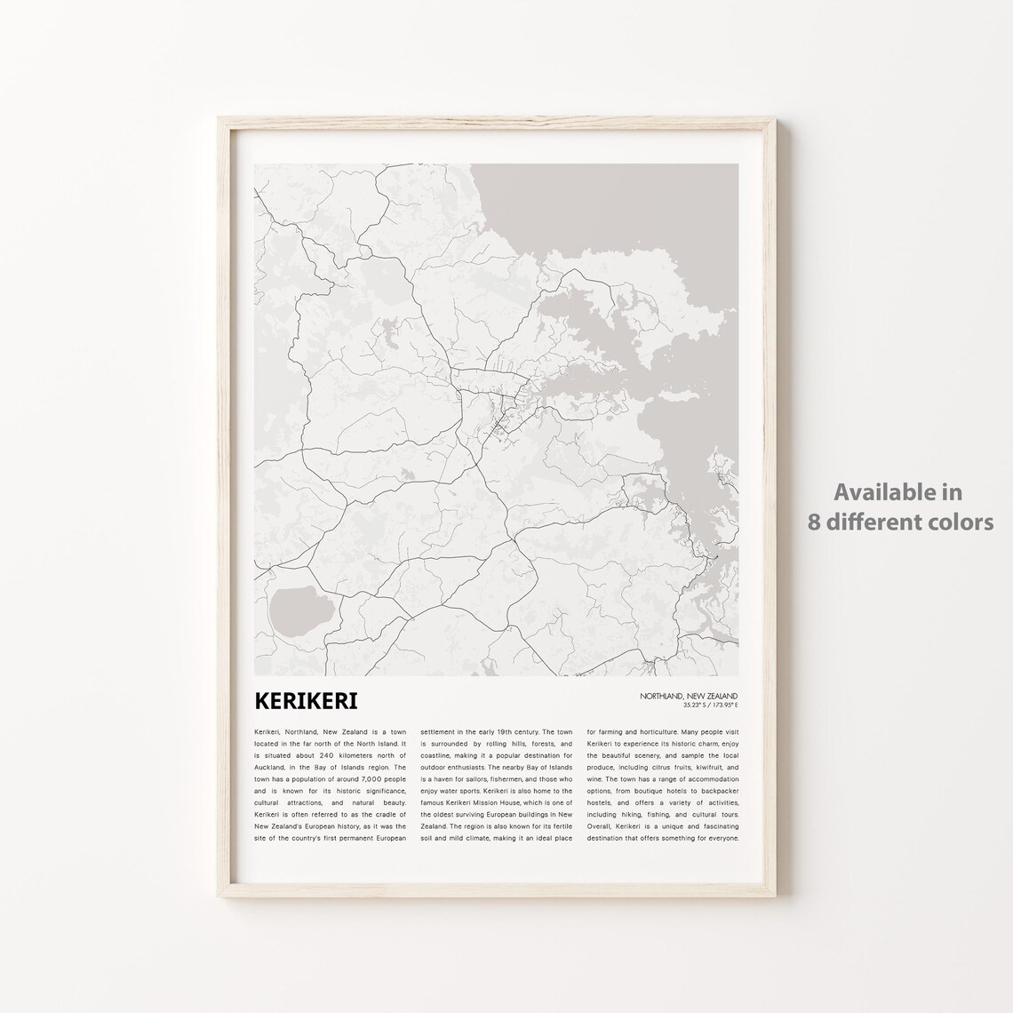Kerikeri Map Travel Poster, Northland Housewarming Gift