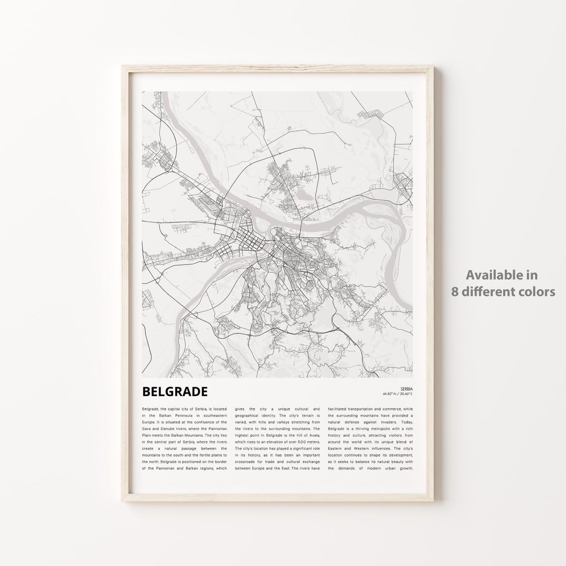 Belgrade Map Print Travel Wall Decor Art Housewarming Gift