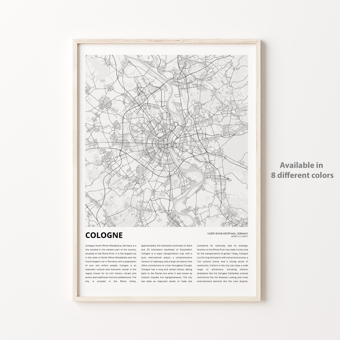 Classic Cologne Germany Minimalist City Street Map Wall Poster