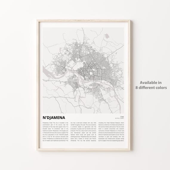 Ndjamena Map Print Travel Wall Decor Art Housewarming Gift