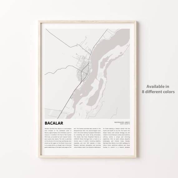 Bacalar Map Print Travel Wall Decor Art Quintana Roo Housewarming Gift Personalized