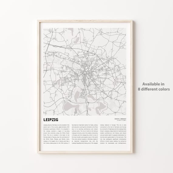 Leipzig Map Print Travel Wall Decor Art Saxony Housewarming Gift
